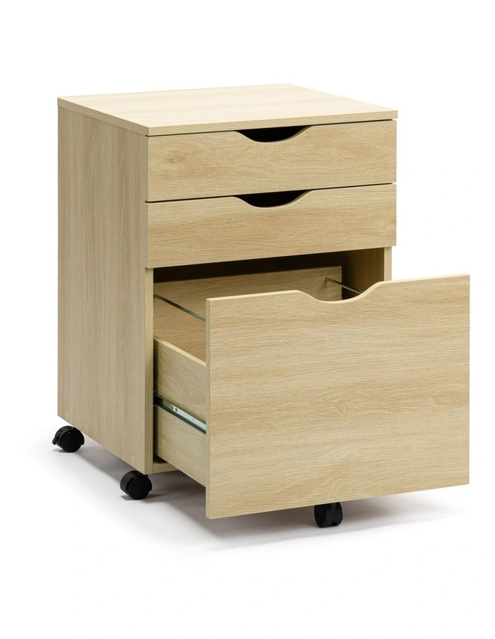 Belle Filing Cabinet Storage 3 Drawers Home Office Mobile Pedestal Oak image 3