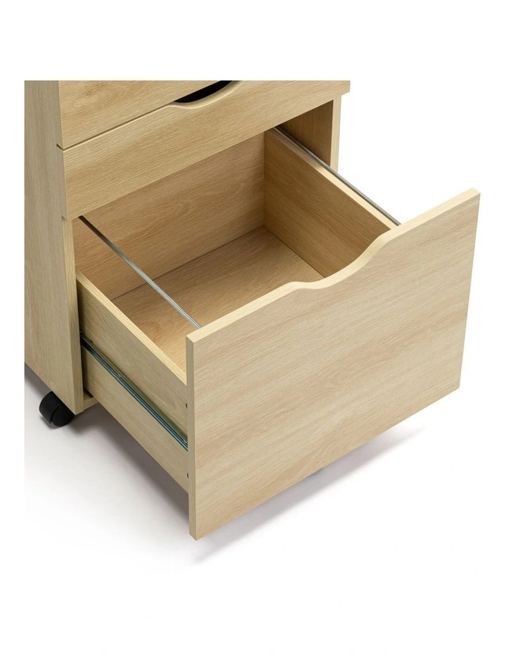 Belle Filing Cabinet Storage 3 Drawers Home Office Mobile Pedestal Oak image 5