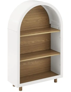 Luna Arched Bookcase Bookshelf 3 Levels Oak and White