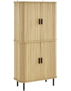 Kayla Tall Storage Display Cabinet 4 Doors Oak