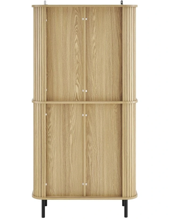 Kayla Tall Storage Display Cabinet 4 Doors Oak image 4