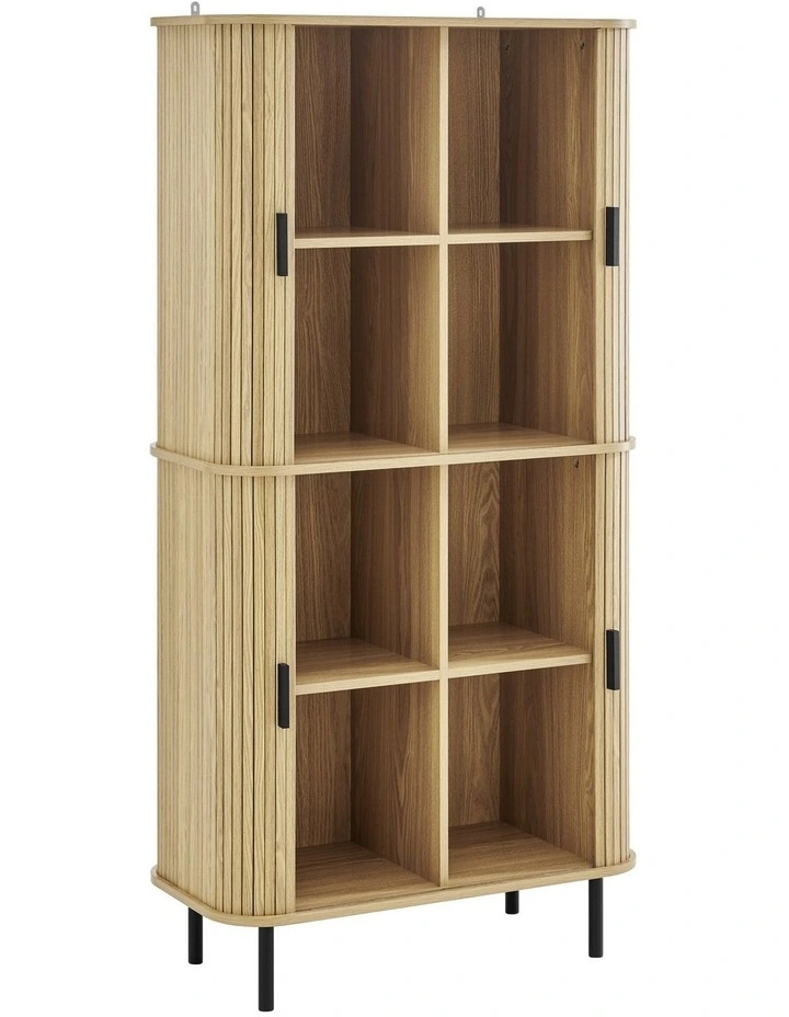 Kayla Tall Storage Display Cabinet 4 Doors Oak image 5