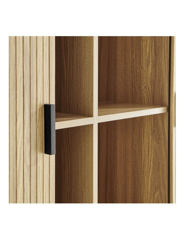 Kayla Tall Storage Display Cabinet 4 Doors Oak image 7