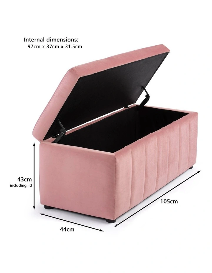 Becca Storage Ottoman Blanket Box Lounge Bench Pink Velvet image 7