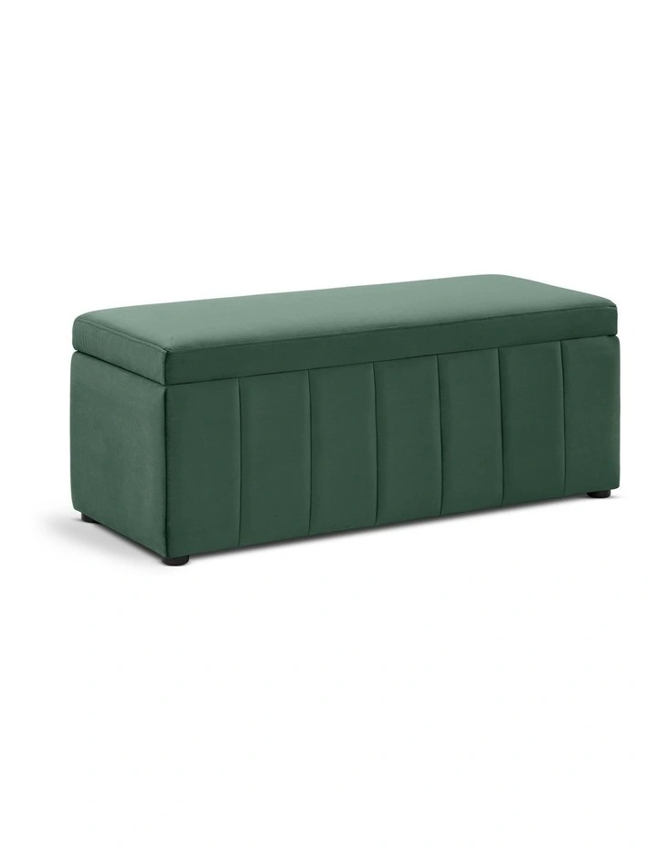 Becca Storage Ottoman Blanket Box Lounge Bench Dark Green Velvet image 1