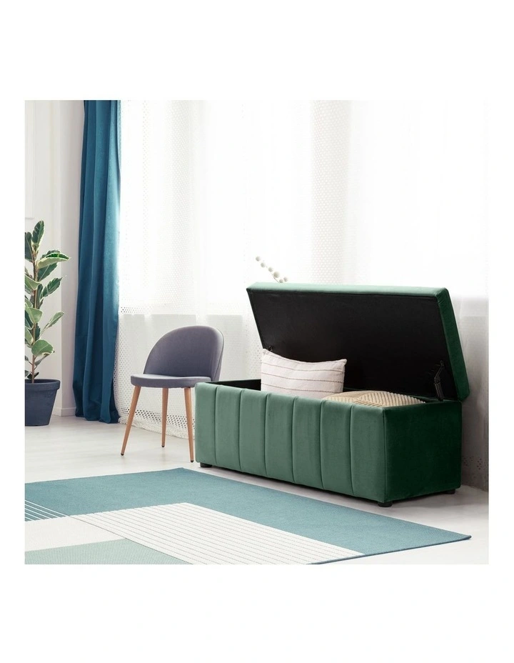 Becca Storage Ottoman Blanket Box Lounge Bench Dark Green Velvet image 2