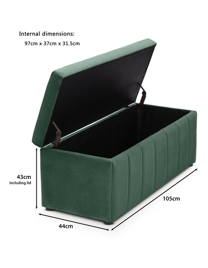 Becca Storage Ottoman Blanket Box Lounge Bench Dark Green Velvet image 7