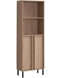 Effie Tall Storage Shelving Unit 2 Doors Oak