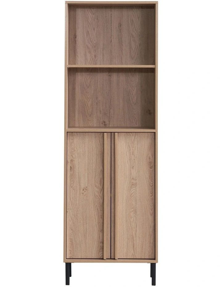 Effie Tall Storage Shelving Unit 2 Doors Oak image 4