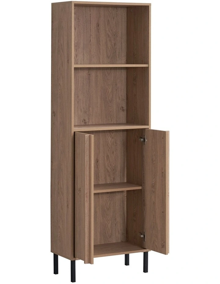 Effie Tall Storage Shelving Unit 2 Doors Oak image 5