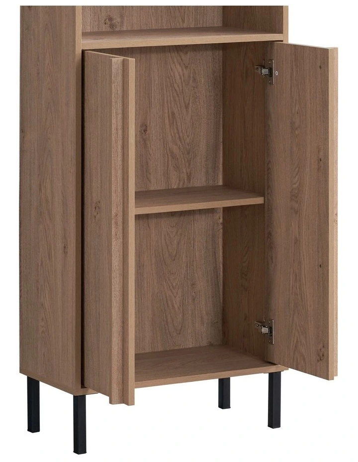 Effie Tall Storage Shelving Unit 2 Doors Oak image 6