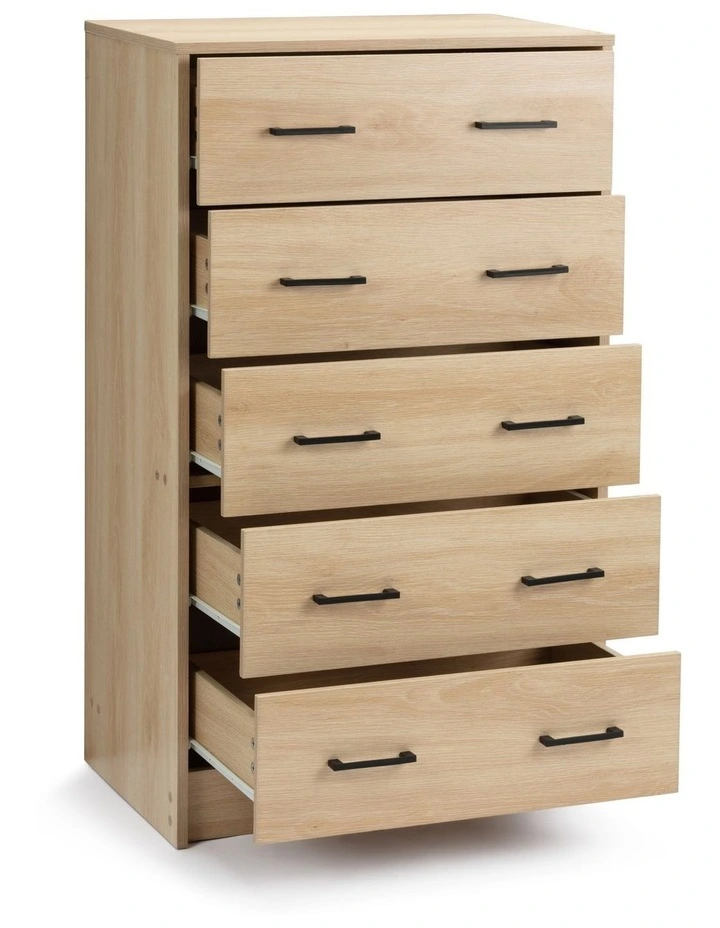 Griffin Chest 5 Drawers Tallboy Storage Dresser Storage Cabinet Oak image 5