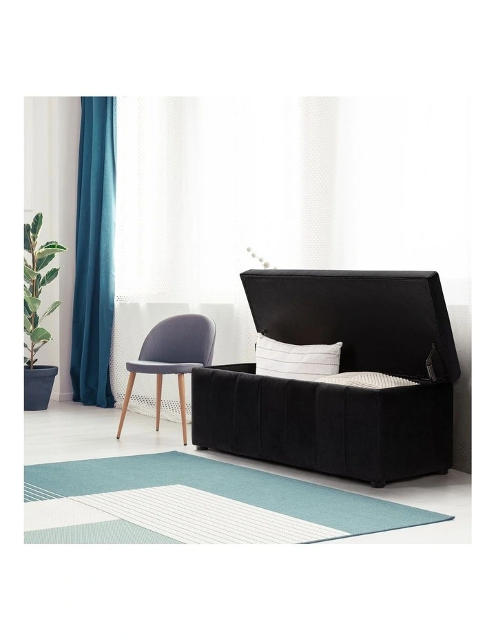 Becca Storage Ottoman Blanket Box Lounge Bench Black Velvet image 2