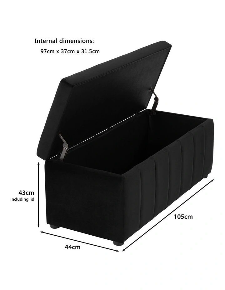 Becca Storage Ottoman Blanket Box Lounge Bench Black Velvet image 7