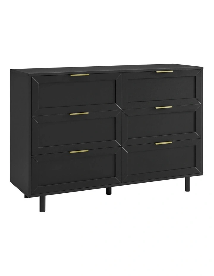 Quincy Tallboy Dresser Chest 6 Drawers Black image 1