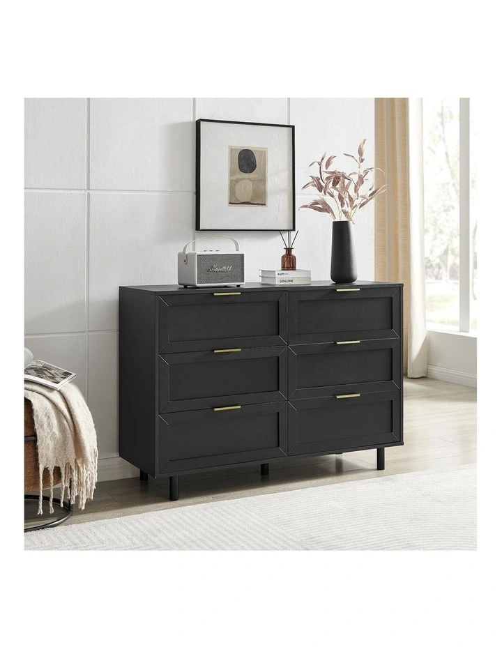 Quincy Tallboy Dresser Chest 6 Drawers Black image 3