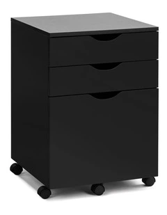 Belle Filing Cabinet Storage 3 Drawers Home Office Mobile Pedestal Black