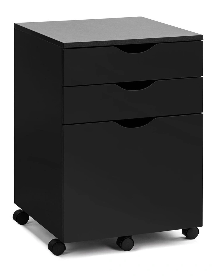 Belle Filing Cabinet Storage 3 Drawers Home Office Mobile Pedestal Black image 1