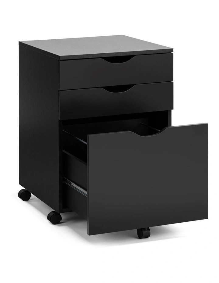 Belle Filing Cabinet Storage 3 Drawers Home Office Mobile Pedestal Black image 4