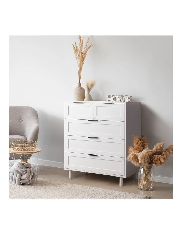 Quincy Tallboy Dresser Chest 5 Drawers White image 3