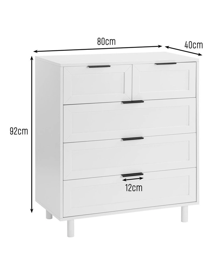 Quincy Tallboy Dresser Chest 5 Drawers White image 6