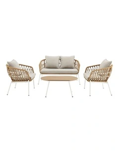 Browne Outdoor Set 4 Piece Sofa 2 Chairs Table