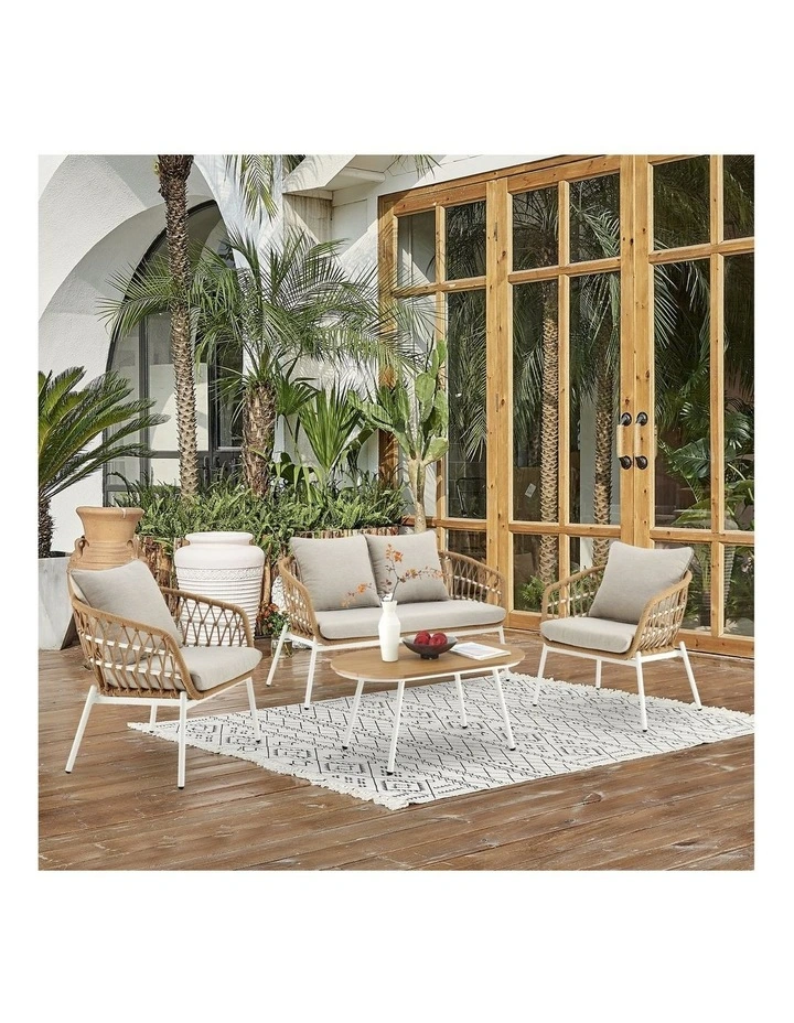 Browne Outdoor Set 4 Piece Sofa 2 Chairs Table image 2