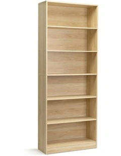 Belle Bookshelf Display Cabinet 6 Tier Bookcase Storage Display Shelf 78cm Oak