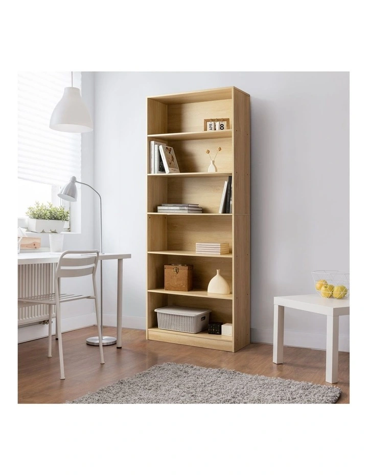 Belle Bookshelf Display Cabinet 6 Tier Bookcase Storage Display Shelf 78cm Oak image 3