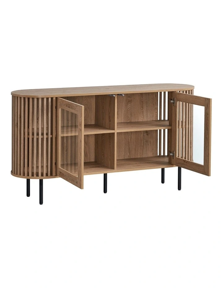 Lenora Buffet Unit Sideboard Credenza Cabinet 148cm 2 Doors Slat Oak image 5