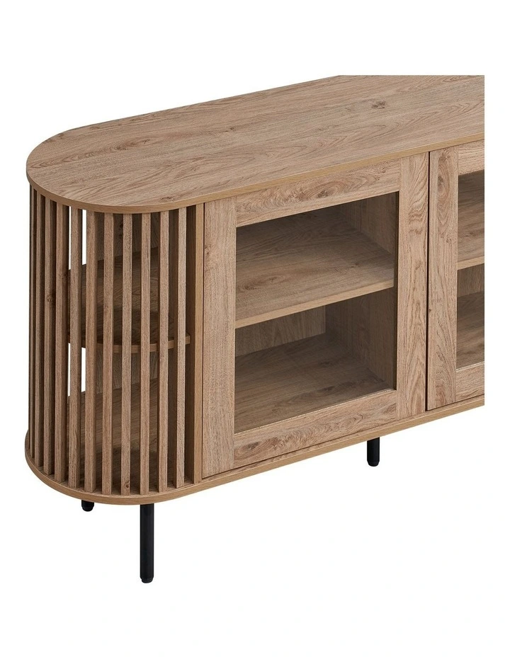 Lenora Buffet Unit Sideboard Credenza Cabinet 148cm 2 Doors Slat Oak image 6