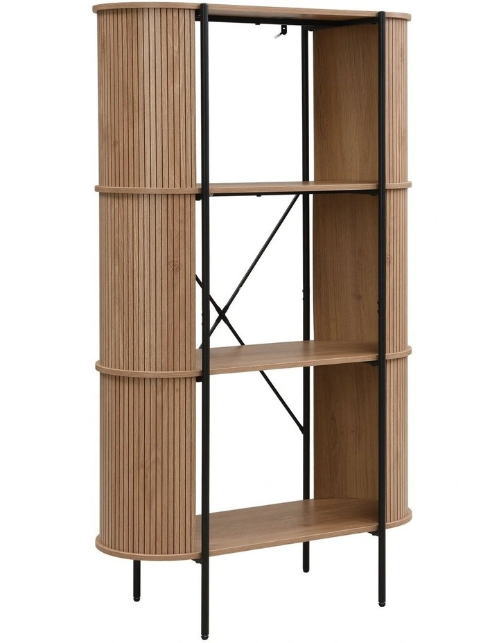 Mia Bookcase Open Shelving 3 Tier Oak and Black image 1