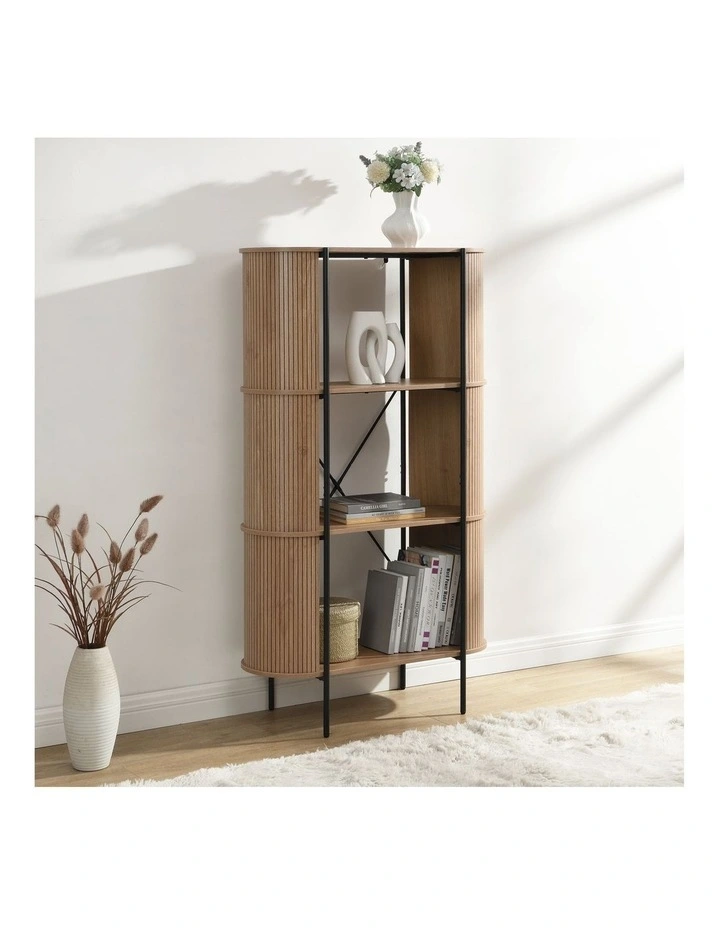 Mia Bookcase Open Shelving 3 Tier Oak and Black image 3