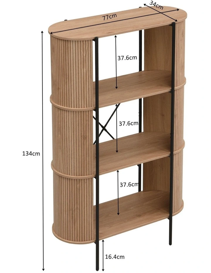 Mia Bookcase Open Shelving 3 Tier Oak and Black image 7