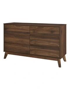 Ariah Chest 6 Drawers Lowboy Dresser Walnut