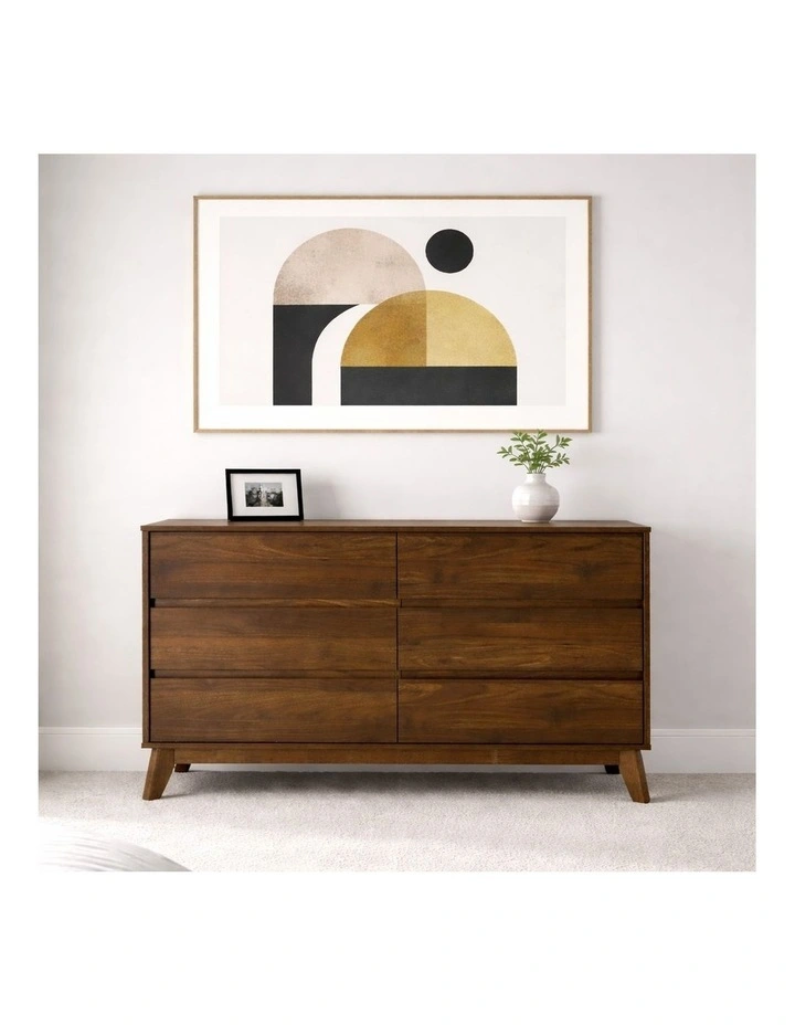 Ariah Chest 6 Drawers Lowboy Dresser Walnut image 3