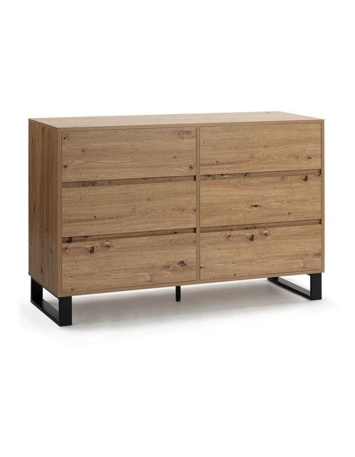 Caleb Chest 6 Drawers Industrial Lowboy Storage Dresser Storage Cabinet image 1
