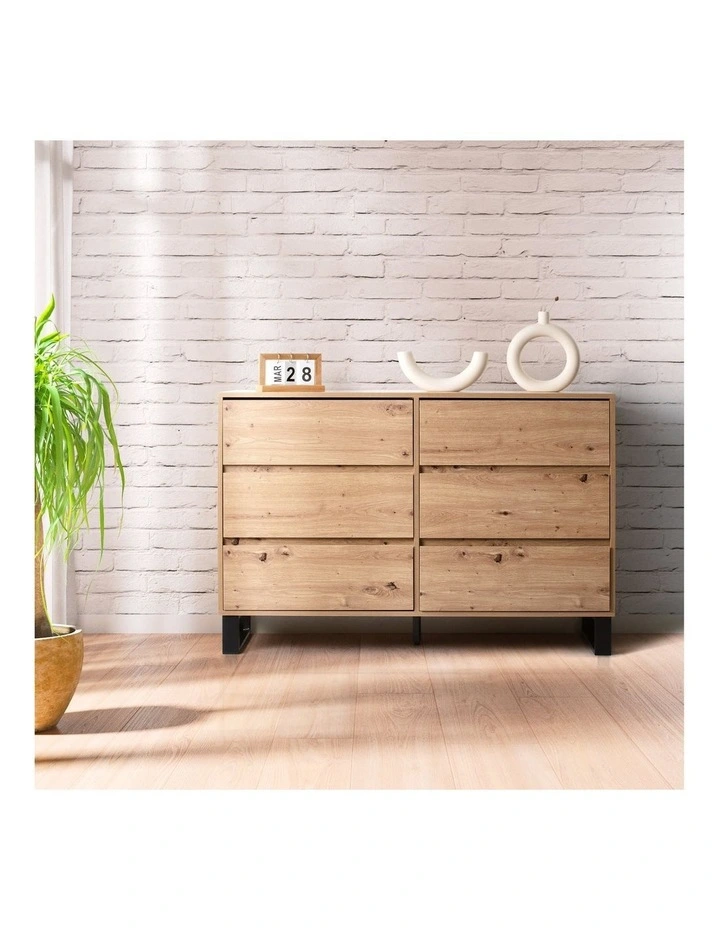 Caleb Chest 6 Drawers Industrial Lowboy Storage Dresser Storage Cabinet image 3