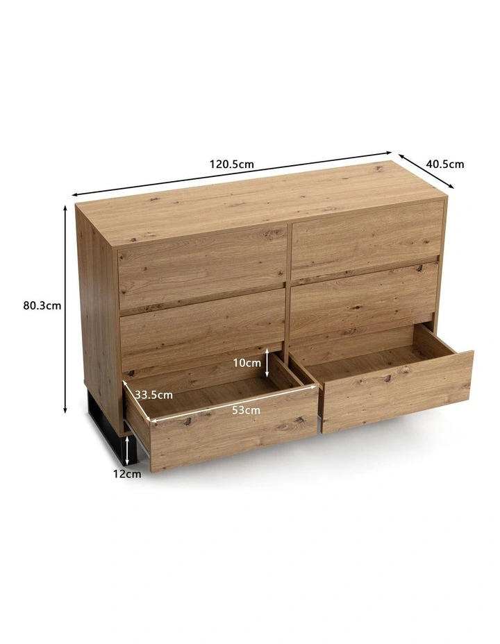 Caleb Chest 6 Drawers Industrial Lowboy Storage Dresser Storage Cabinet image 7