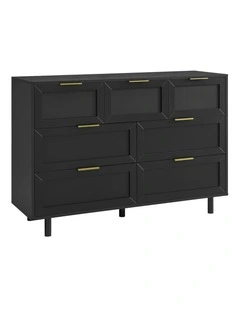 Quincy Tallboy Dresser Chest 7 Drawers Black