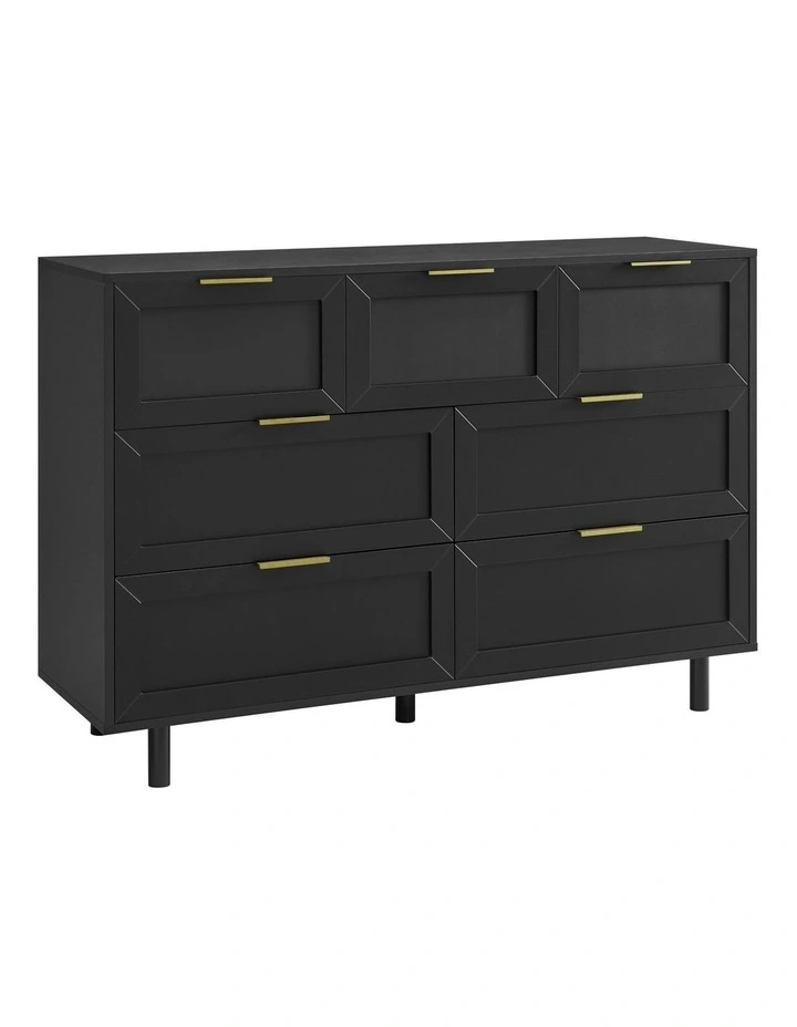 Quincy Tallboy Dresser Chest 7 Drawers Black image 1