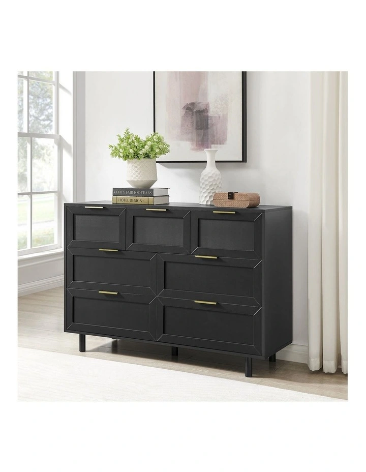 Quincy Tallboy Dresser Chest 7 Drawers Black image 3
