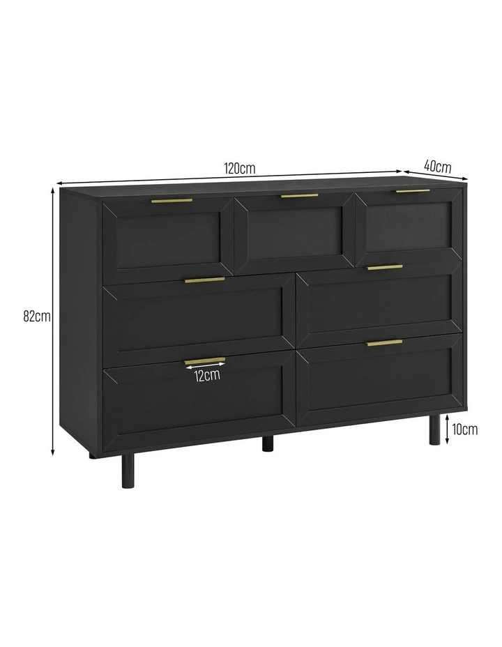 Quincy Tallboy Dresser Chest 7 Drawers Black image 5