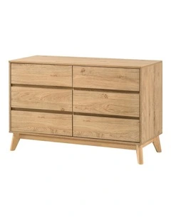 Ariah Chest 6 Drawers Lowboy Dresser Oak