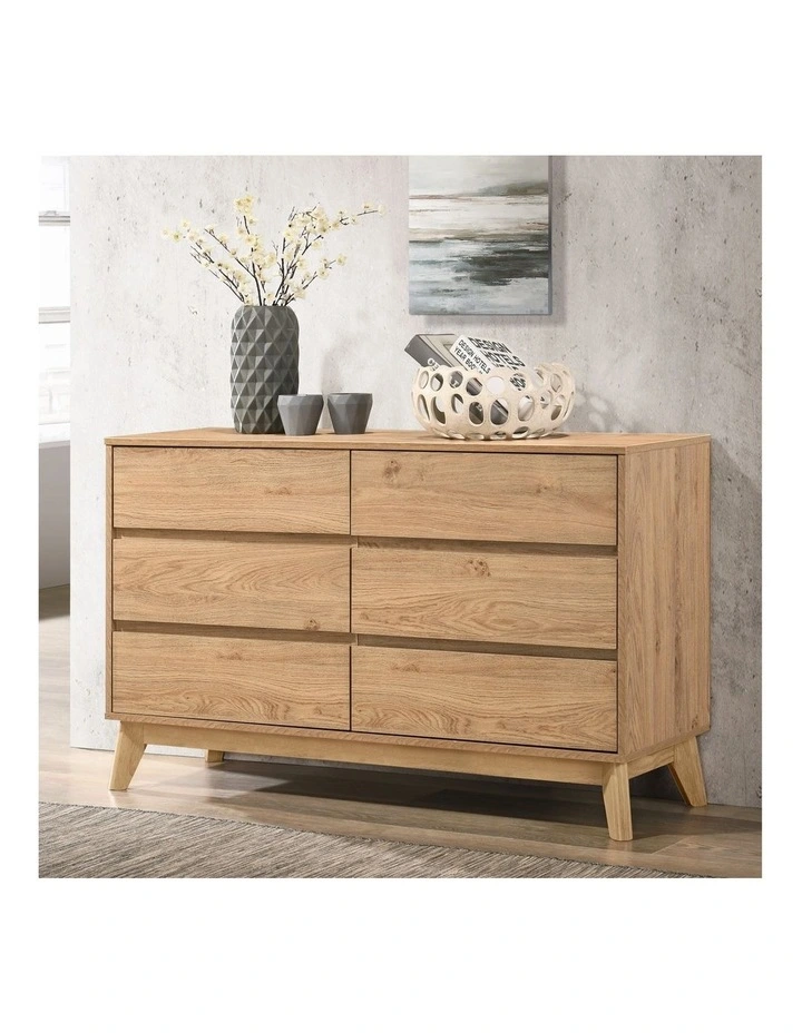 Ariah Chest 6 Drawers Lowboy Dresser Oak image 3