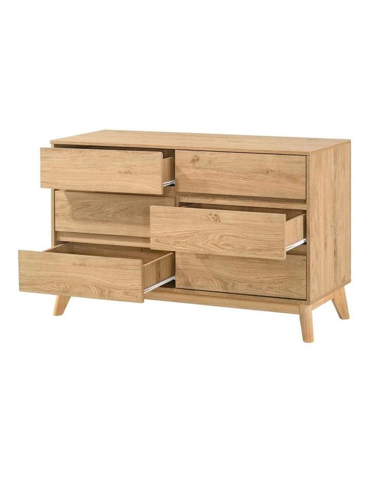 Ariah Chest 6 Drawers Lowboy Dresser Oak image 5
