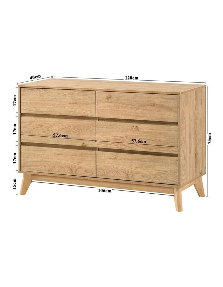 Ariah Chest 6 Drawers Lowboy Dresser Oak image 6