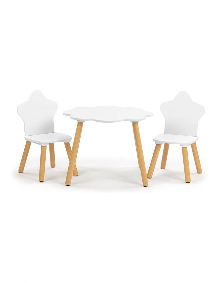 Cloud Kids Table and 2 Chairs Set Star and Cloud Play Set White image 1