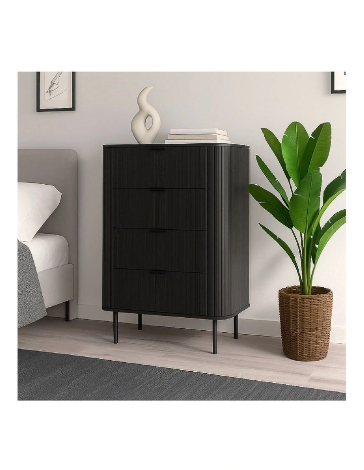 Kayla Tallboy Dresser Chest 4 Drawers Black image 3