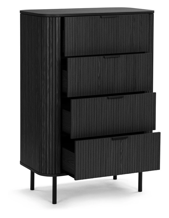 Kayla Tallboy Dresser Chest 4 Drawers Black image 6